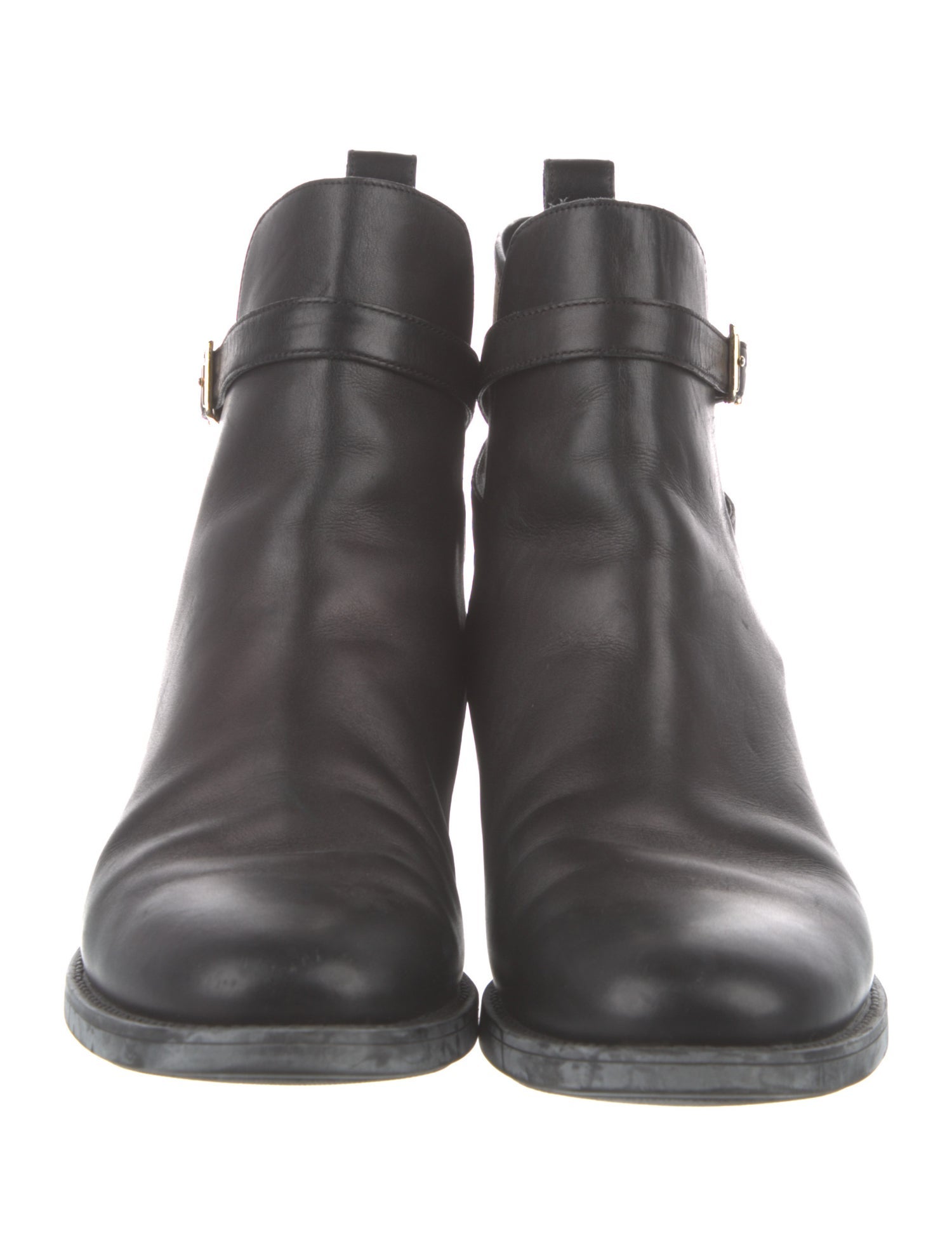 Burberry Leather Plaid Print Chelsea Boots